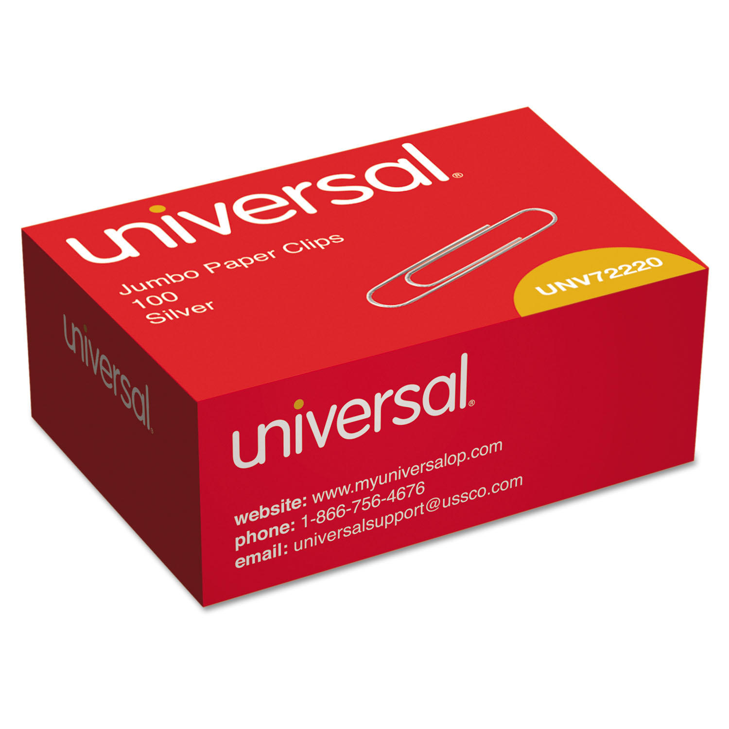 Universal® Smooth Paper Clips, Jumbo, Silver, 100/Box, 10 Boxes/Pack