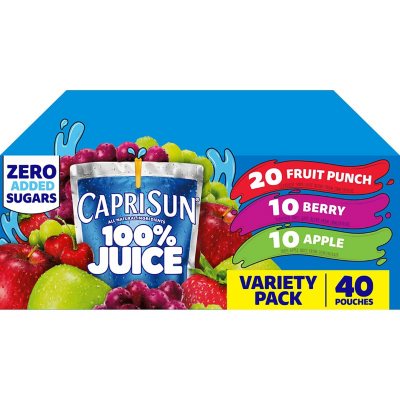 Capri Sun 100% Juice Variety Pk (6 fl. oz. pouches, 40 pk.) - Sam's Club