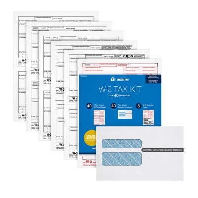 Adams W2 2022 Tax Kit Forms Kit + Tax Forms Helper Online, 40 pk