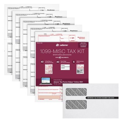 Adams 1099NEC 2020 Tax Forms Kit w/Tax Forms Helper Online, 40pack