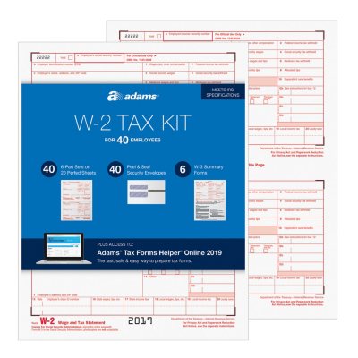 Adams W-2 Tax Forms Kit For 40 Employees With Tax Forms Helper Online 