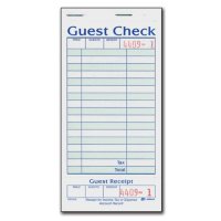 Adams 1-Part Guest Check with Stub - 50 Checks/book - 20 pk.
