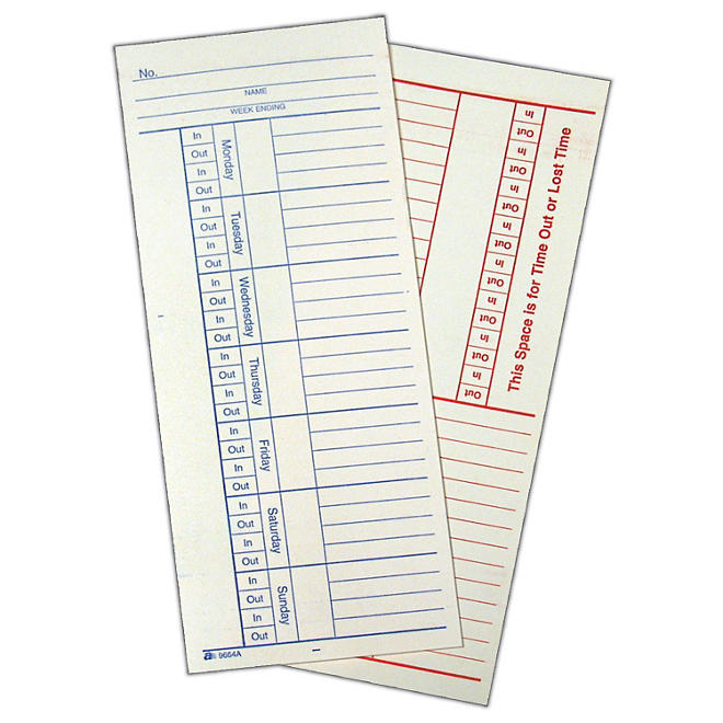 Adams 2-Sided Time Cards - 500 ct.