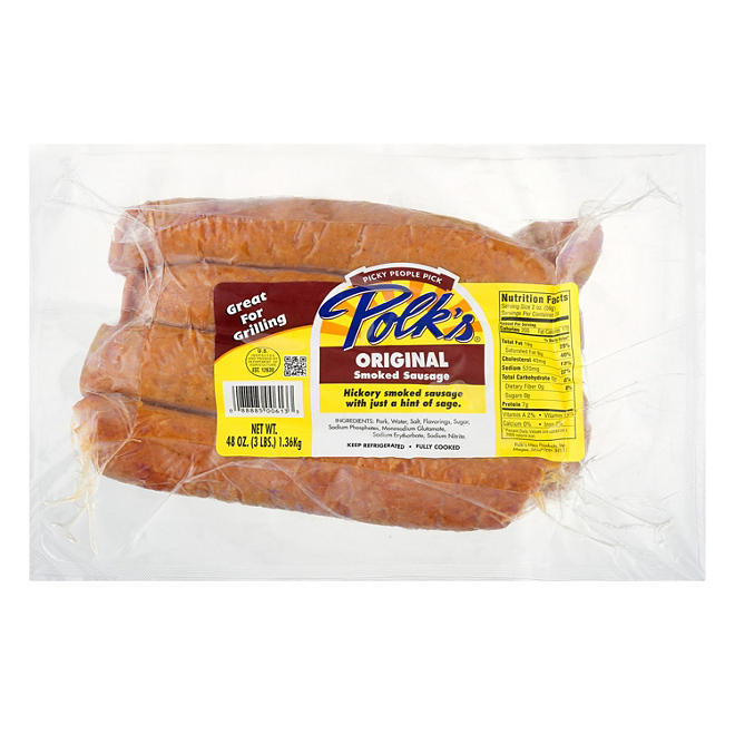 Polk's Original Smoked Sausage Links, Cooked (3 lbs.)