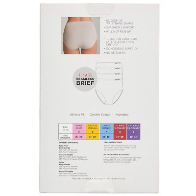 Ellen Tracy Essentials Seamless Briefs 4-Pack Panties Tan Beige Size 7  Large Style 514550P4