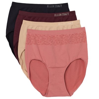 Ellen Tracy Women's Seamless Full Brief Panty, 4 Pack