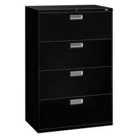 HON 600 Series Four-Drawer Lateral File, 36w x 18d x 52.5h, Assorted Colors