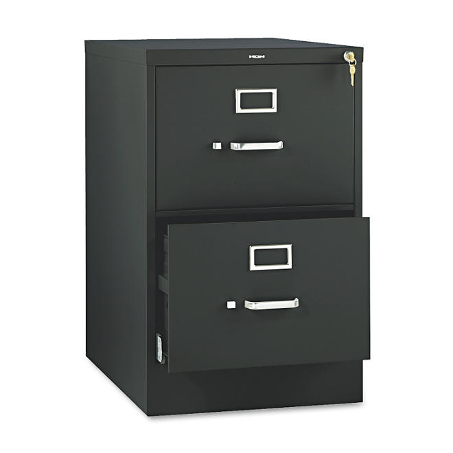 HON - 510 Series Vertical File Cabinet, 2-Drawer, Full-Suspension, Legal, 25" Depth - Black