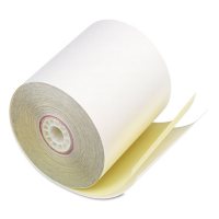 Iconex Impact Printing Carbonless Paper Rolls, 3" x 90 ft, White/Canary, 50/Carton