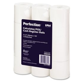 Iconex Impact Bond Paper Rolls, 2.25" x 150 ft, White, 12/Pack