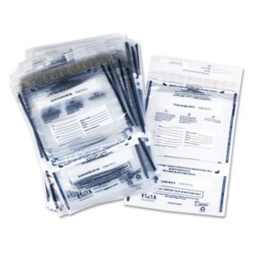 Iconex Clear Dual Deposit Bags, Tamper Evident, Plastic, 11 x 15, 100 Bags/Pack