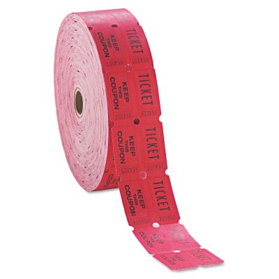 Iconex Consecutively Numbered Double Ticket Roll, Red, 2000