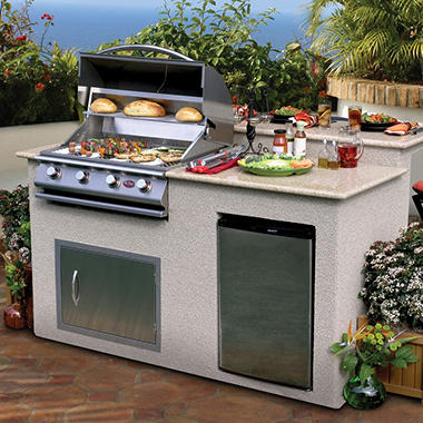 Cal-Flame 6 ft BBQ Island with 4 Burner Gas Grill and Granite Top