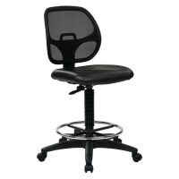 Work Smart Deluxe Mesh Back Drafting Chair with 20" Diameter Foot ring - Black