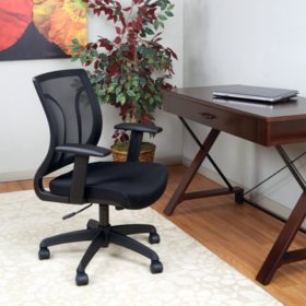 Work Smart Screen Back Chair with Mesh Seat - Black