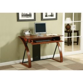 OSP Home Furnishings Aurora Computer Desk with Powder-Coated Black Accents