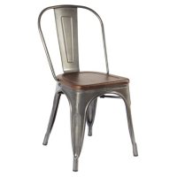 Ave Six Astoria Armless Metal Chair, Gunmetal Frame with Vintage Ash Seat, Choose a Quantity