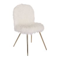 OSP Home Furnishings Julia Chair with White Fur and Gold Legs