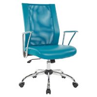OSP Home Furnishings Bridgeway Office Chair with Blue Woven Mesh and Chrome Base