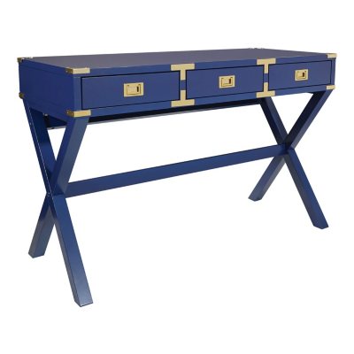 OSP Home Furnishings Wellington 46" Desk with Power in Lapis Blue Finish