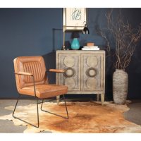 OSP Home Furnishings GT Chair in Faux Leather with Black Sled Base, Various Colors