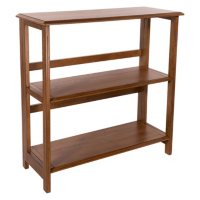 OSP Home Furnishings Bandon 3-Shelf Bookcase in Ginger Brown with Folding Assembly