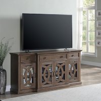 70” Step-Front 3-Drawer Console with Glass Panel Doors