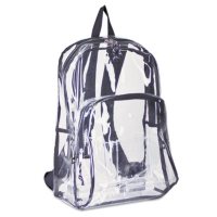 Eastsport - Backpack, PVC Plastic, 12 1/2 x 5 1/2 x 17 1/2 -  Clear/Black