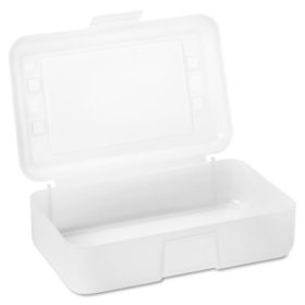 Advantus - Gem Polypropylene Pencil Box with Lid, Clear -  8 1/2 x 5 1/2 x 2 1/2