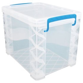Super Stacker Storage or Hanging File Box with Blue Lid Locking Handles