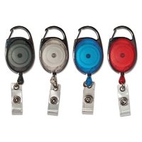 Advantus - Carabiner-Style Retractable ID Card Reel, 30" Extension, Assorted Colors -  20/PK