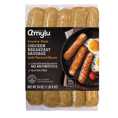 Amylu Breakfast Chicken Sausage with Uncured Bacon (24 oz.) Sam's Club