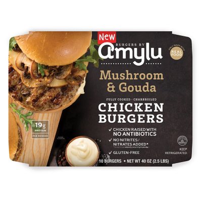 Amylu Mushroom and Gouda Chicken Burgers, 10 ct. - Sam's Club