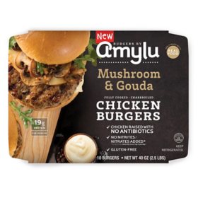 Amylu Mushroom and Gouda Chicken Burgers, 10 ct.