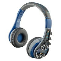 Batman Kids Volume Limiting Bluetooth Headphones with Microphone, Rechargeable Battery and Adjustable Headband