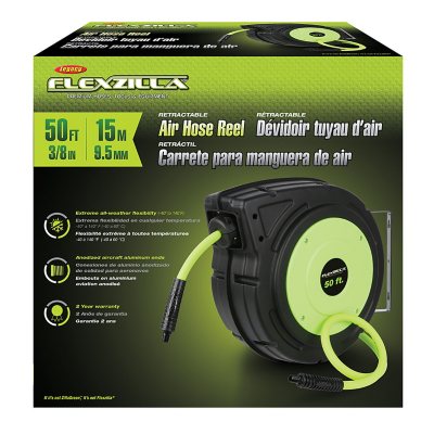  Flexzilla Open Face Retractable Air Hose Reel, 3/8 in. x 25  ft., Heavy Duty, Lightweight, Hybrid, ZillaGreen - L8603FZ : Tools & Home  Improvement