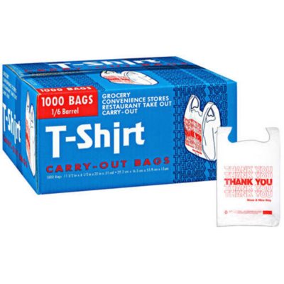 Member's mark t shirt bags 1000 ct plastic online grocery shopping carry out thank you bag