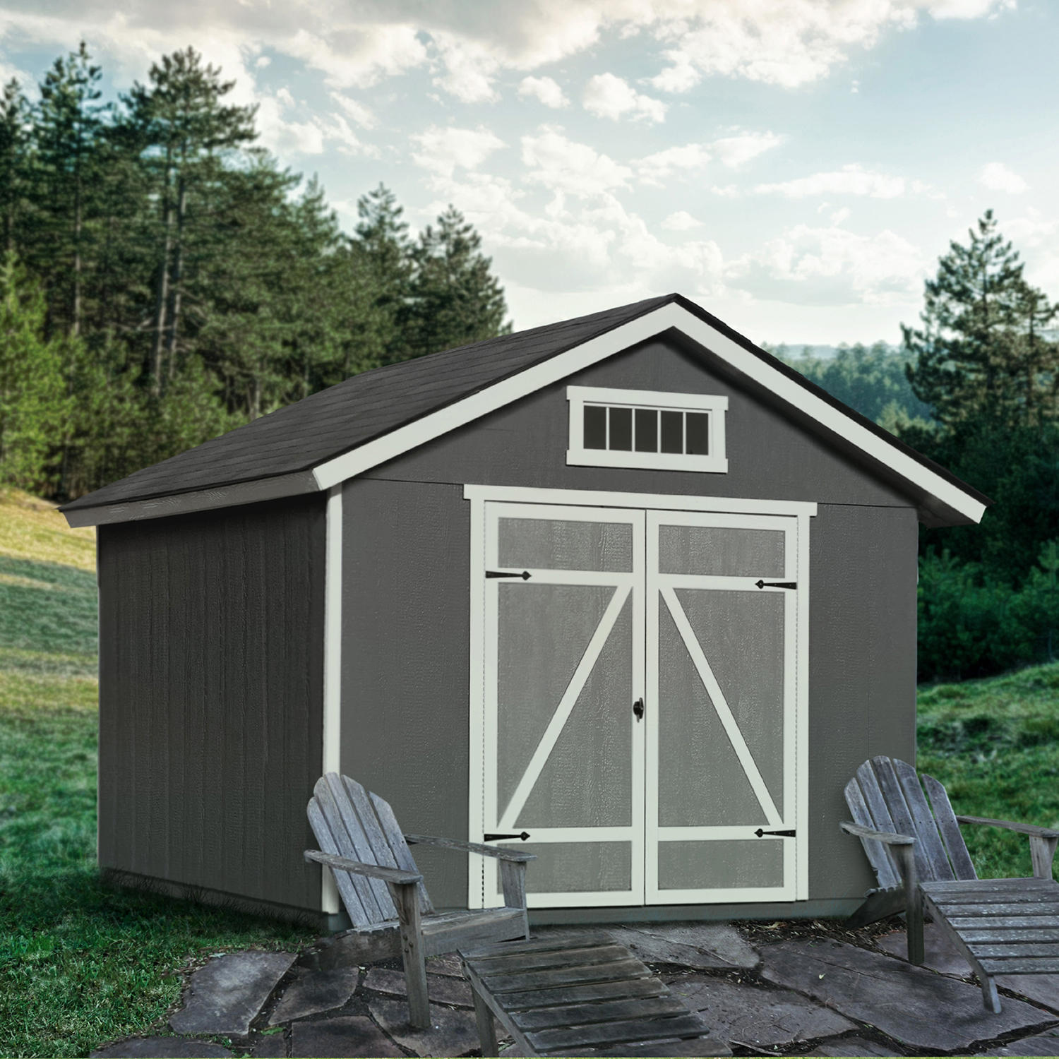 Handy Home Products Stonecrest 10′ x 10′ Wood Storage Shed