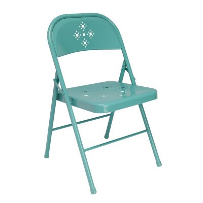 Shin Crest Decorative Metal Folding Chair, Teal or Black - Sam's Club