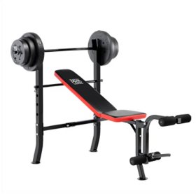 Marcy Pro Standard Weight Bench with 100 lbs. Weight Set