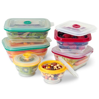 Collapse-it Silicone Food Storage Containers - BPA Free Airtight Bowls -  Collapsible Lunch Box - Oven, Microwave, Freezer Safe + eBook - 4 Pc Set