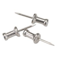 GEM - Aluminum Head Push Pins, Aluminum, Silver, 1/2" -  100/Box