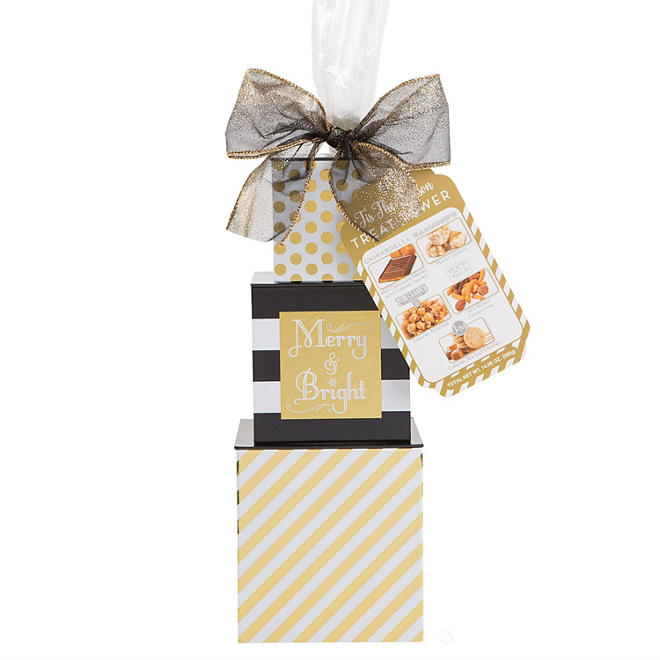 'Tis the Season Gift Tower (Black and Gold)