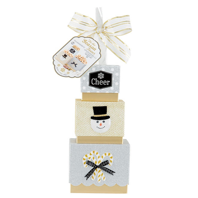 'Tis the Season Gift Tower, Silver and Gold