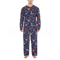 NFL Men's Long Sleeve Top and Pant Pajama Set Chicago Bears