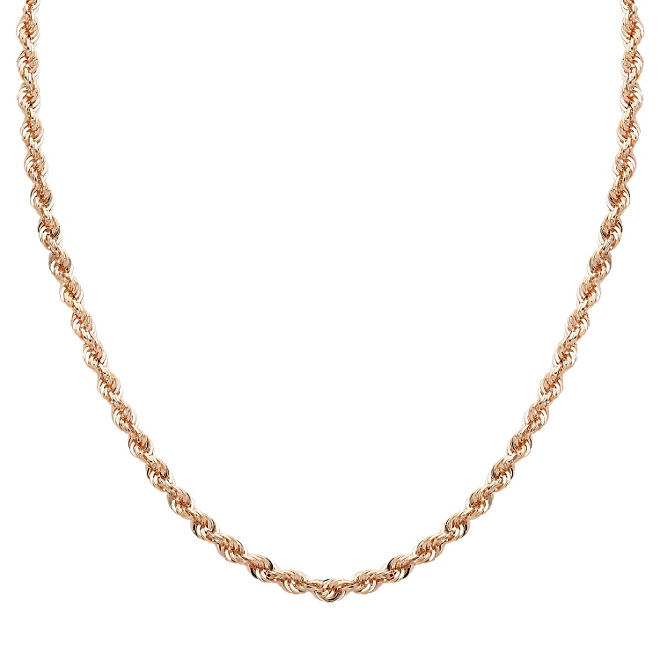 18" Hollow Rope Chain in 14K Rose Gold 