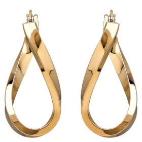 Italia D'Oro High-Polish Knife Edge Double Oval Earrings 14K Yellow Gold