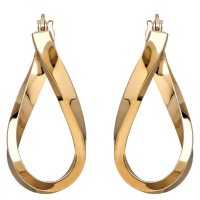 Polished Twist Hoop Earrings in 14K Yellow Gold