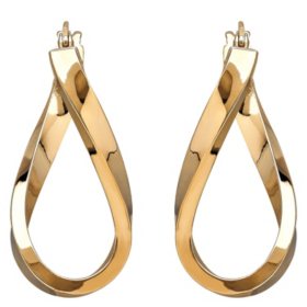 Polished Twist Hoop Earrings in 14K Yellow Gold