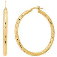 40MM Round Diamond-Cut Hoop Earrings in 14K Yellow Gold